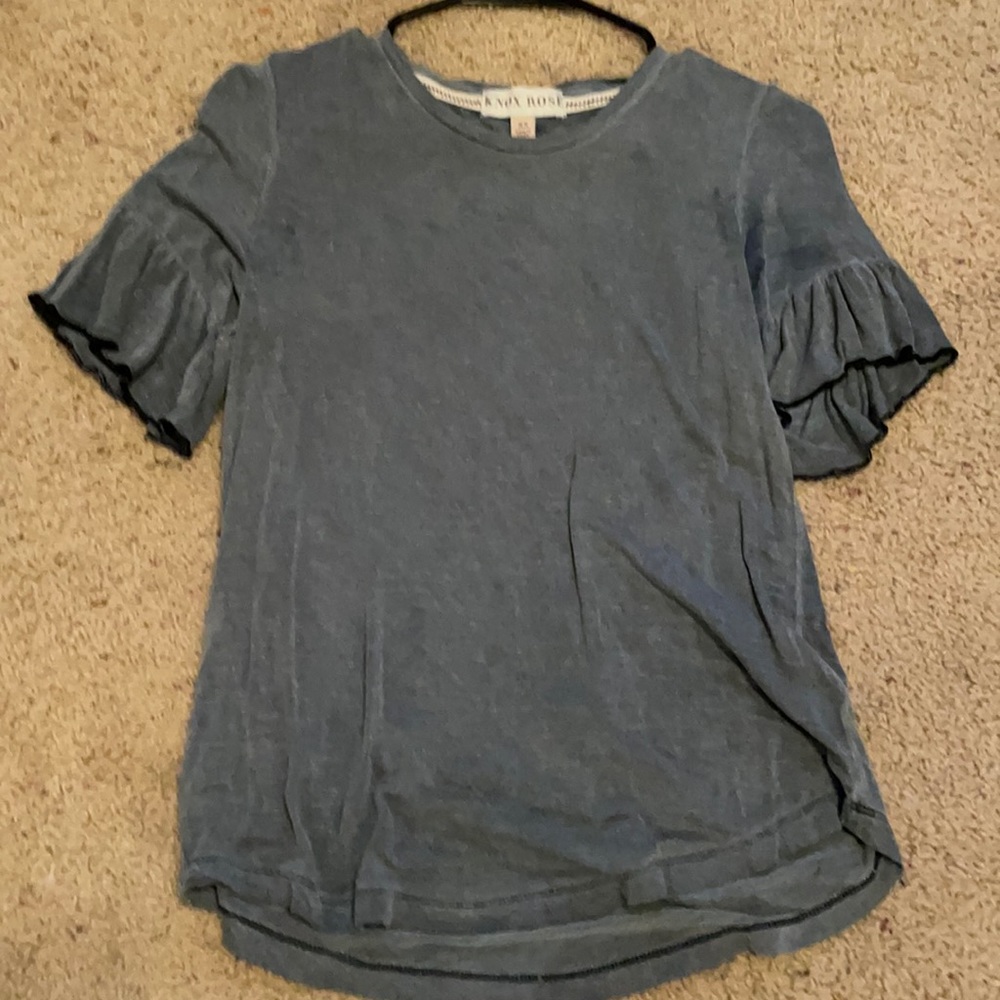 dark blue flowy top